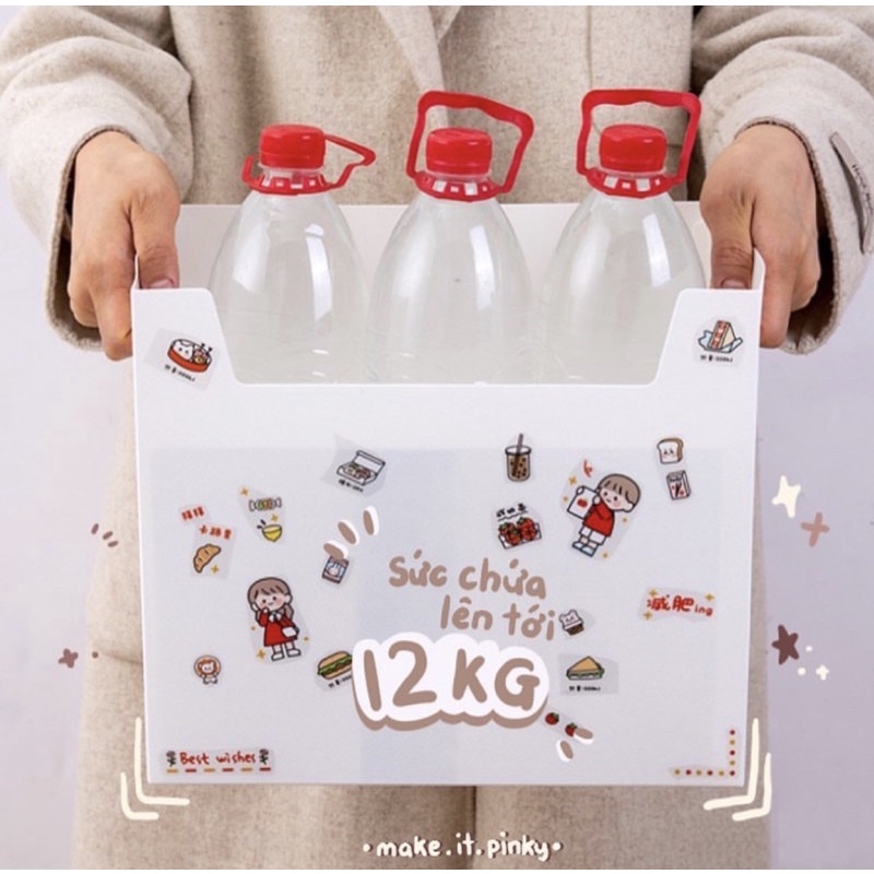 ( TẶNG KÈM STICKER ) HỘP ĐỰNG SÁCH GẤP GỌN ĐỂ BÀN HỌC / BÀN LÀM VIỆC CHẤT NHÁM DÀY DẶN CÓ TAY CẦM