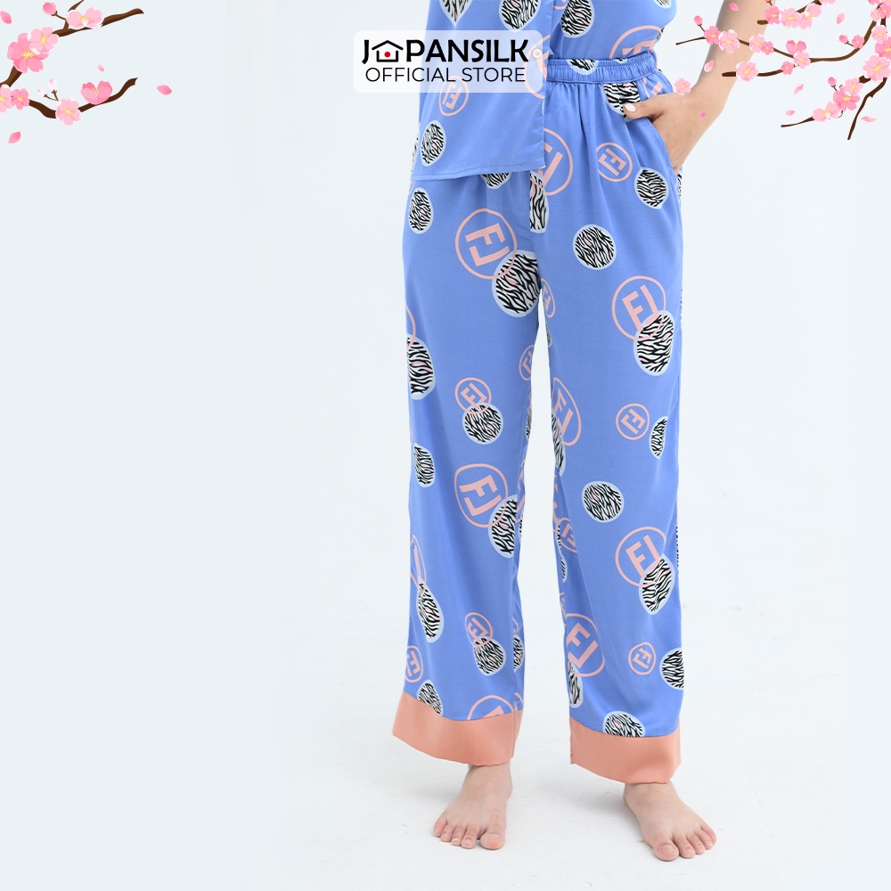 Bộ Đồ Ngủ Lụa Satin Nhật Ngắn Tay JAPAN SILK Họa Tiết Tranh Vẽ