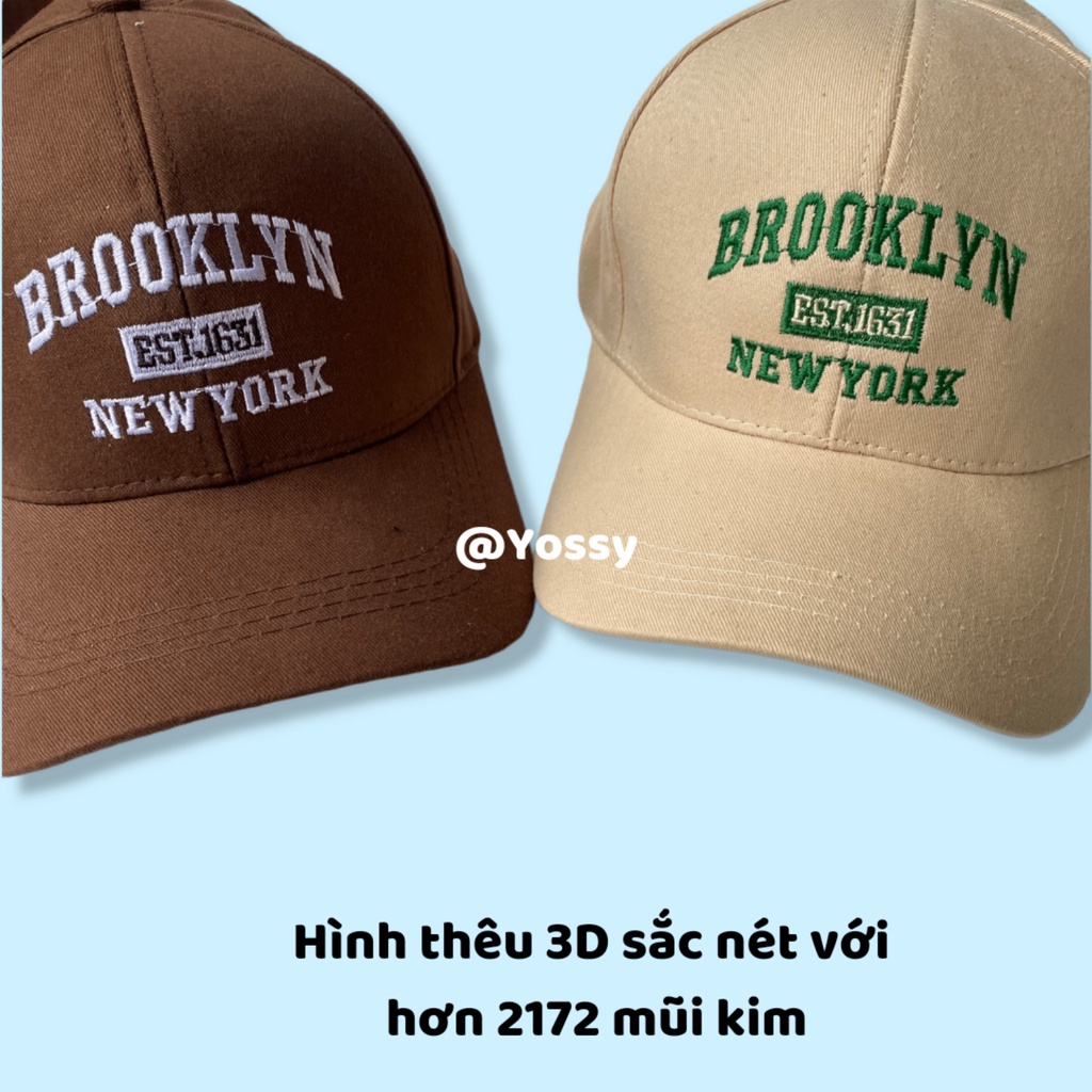 Mũ lưỡi trai nam nữ thêu chữ Brooklyn 1963 chất vải kaki thời trang phong cách Hàn Quốc, Nón kết unisex cao cấp - YOSSY