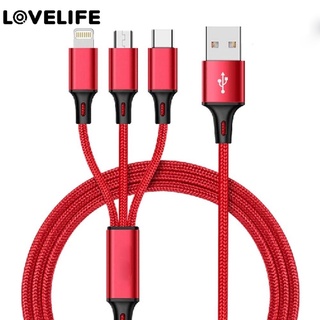 Dây cáp sạc nhanh 3 trong 1 lightning usb và android micro usb và type-c dành cho điện thoại di động