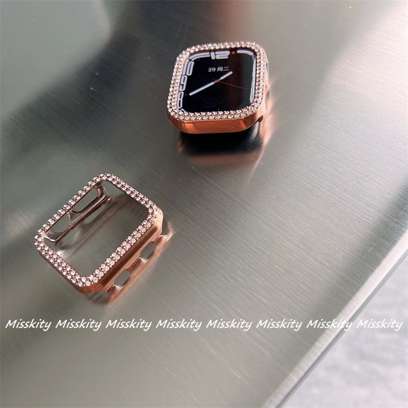 Ốp Bảo Vệ Mặt Đồng Hồ Đính Kim Cương Cho Apple watch Series 7 6 SE 5 4 3 2 1 45mm 41mm Iwatch 6 5 4 40mm 44mm