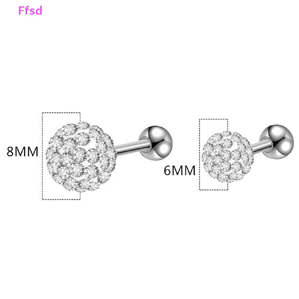 {Ffsd} Khuyên Xỏ Xỏ Tai / Lông Mày / Môi Bằng Thép Đính Pha Lê Helix Bán Chạy Cho Nữ