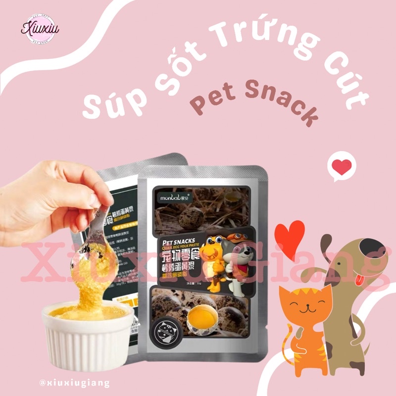 Súp Thưởng Sốt Trứng Cút Phô Mai Cà Rốt Thơm Ngon Cho Chó Mèo - Xiuxiu Giang