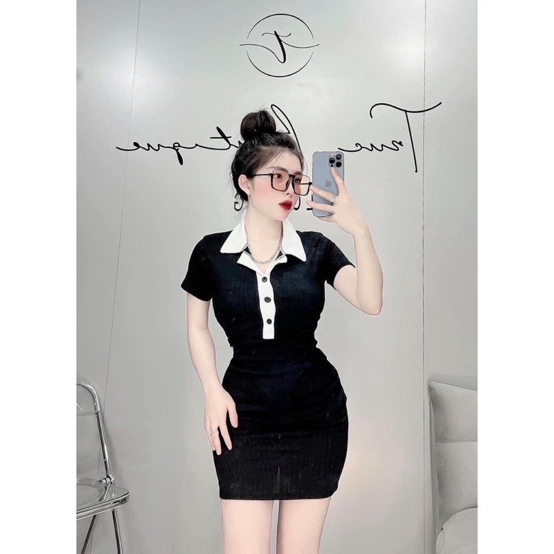 ĐẦM BODY DÁNG ÔM TRỤ VIỀN PHỐI NÚT TVN00