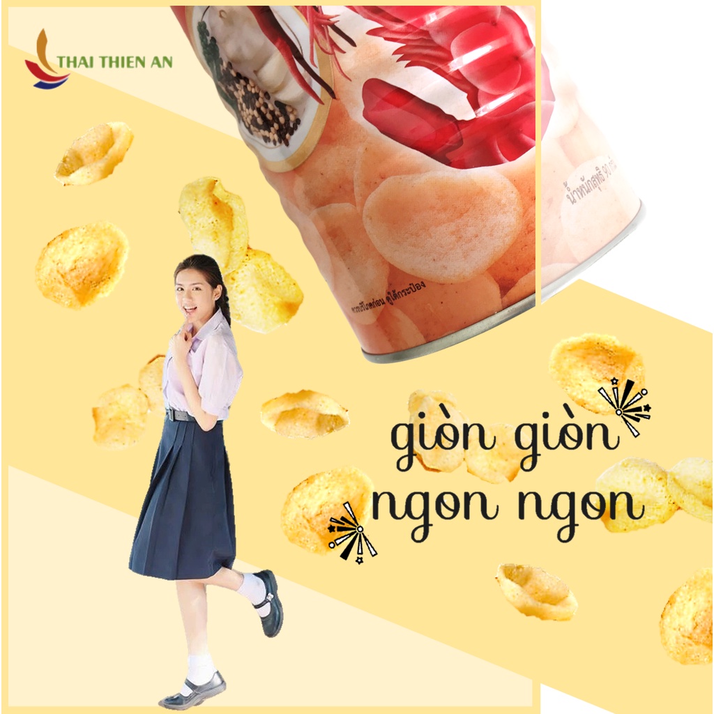 Bánh phồng tôm vị tôm MANORA Thái Lan 90gr - lon - snack phồng tôm - fried shrimp chips