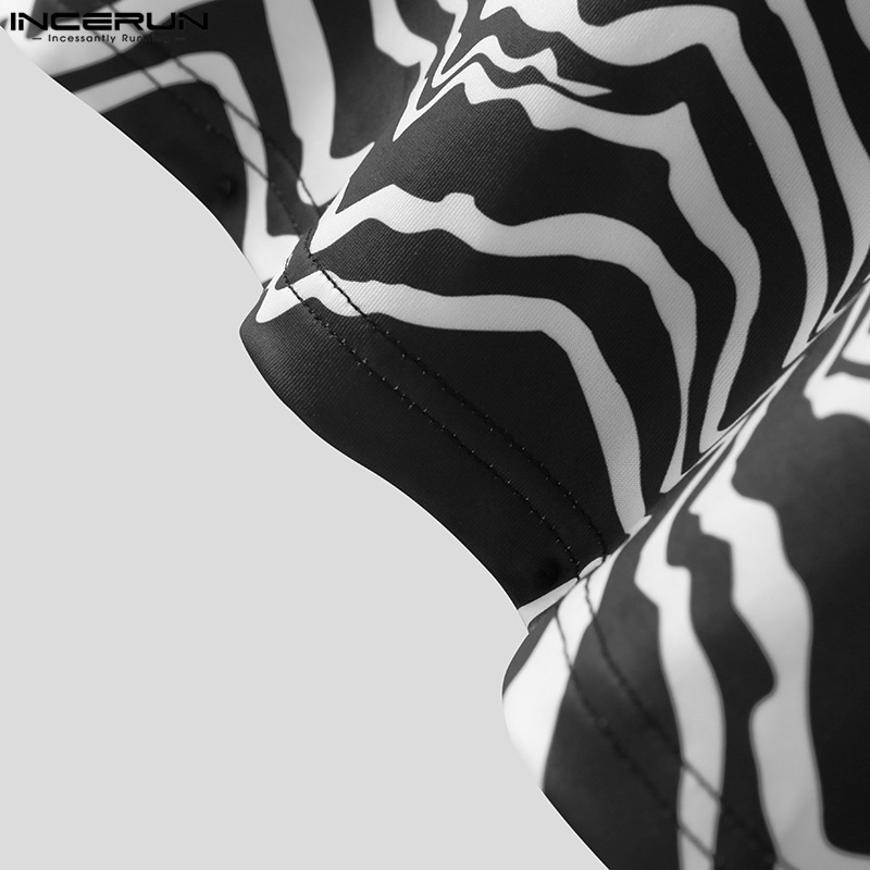 Áo thun INCERUN dài tay cổ cao vạt không đối xứng thời trang cho nam