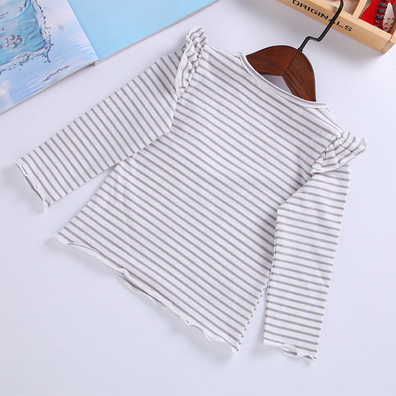 Áo kiểu tay dài họa tiết sọc thời trang cho bé gái