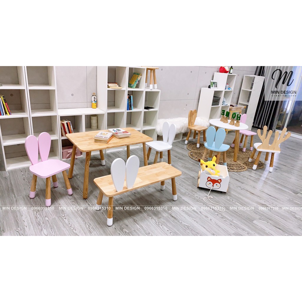 Bàn gỗ chữ nhật cho bé | BigBuy360 - bigbuy360.vn