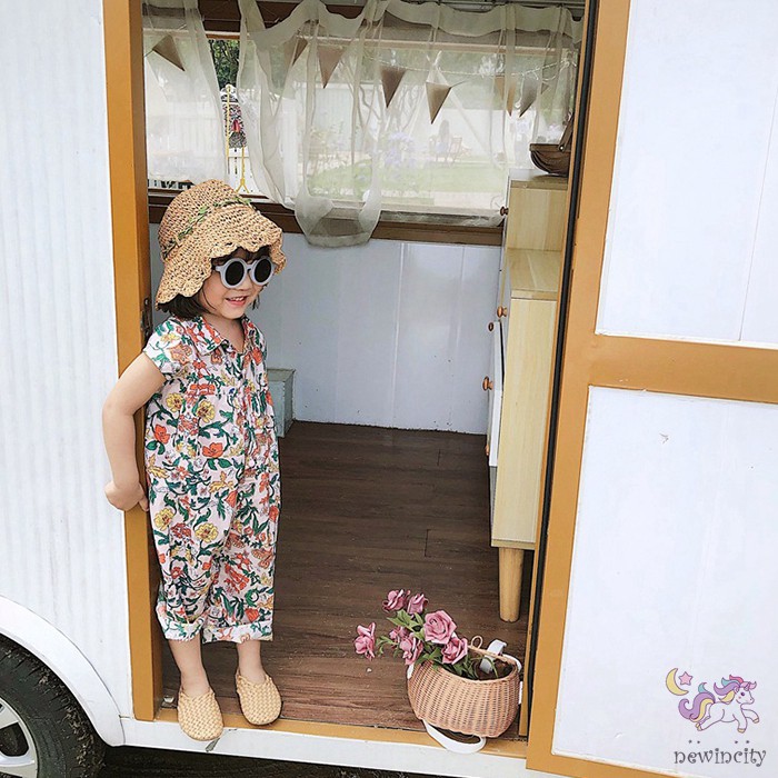 Áo Liền Quần In Hoa Cho Bé Gái