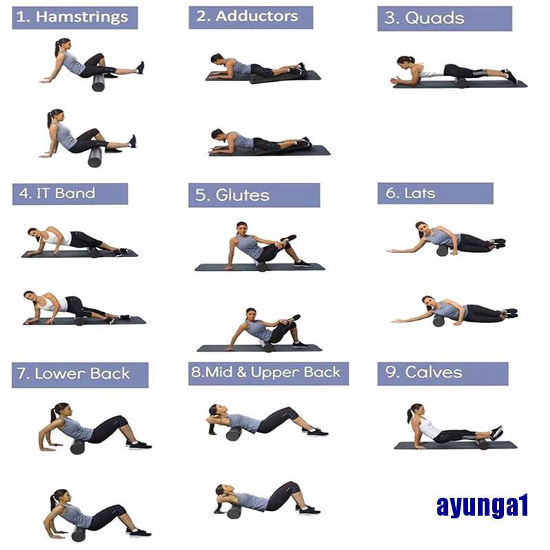 Ống lăn xốp 3 kích thước 30/ 45/ 60 cm màu đen dùng tập yoga tùy chọn