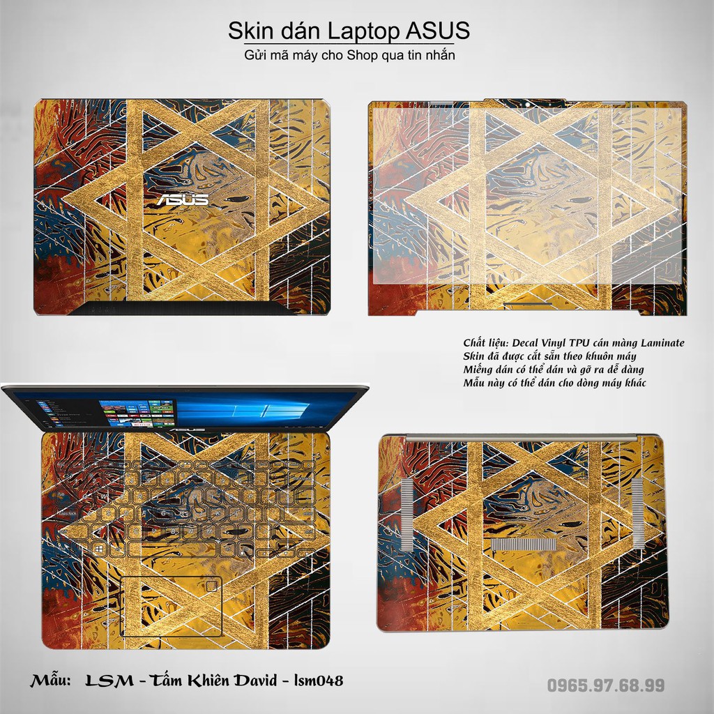 Skin dán Laptop Asus in hình Tấm Khiên David - lsm048 (inbox mã máy cho Shop)