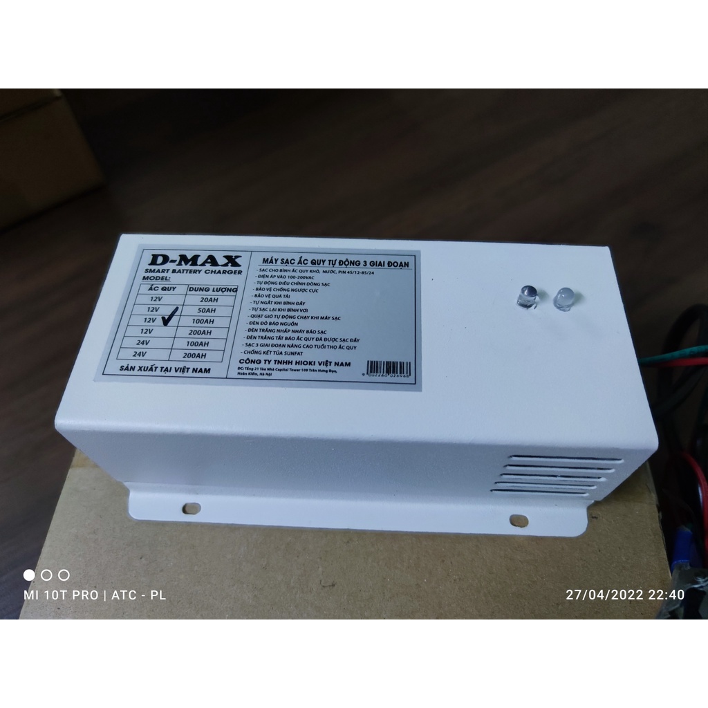 Sạc ắc quy ô tô, xe máy, UPS, ATS tự động 3 giai đoạn Dmax 12V-100Ah - bảo dưỡng phục hồi ắc quy, chống chập cháy.