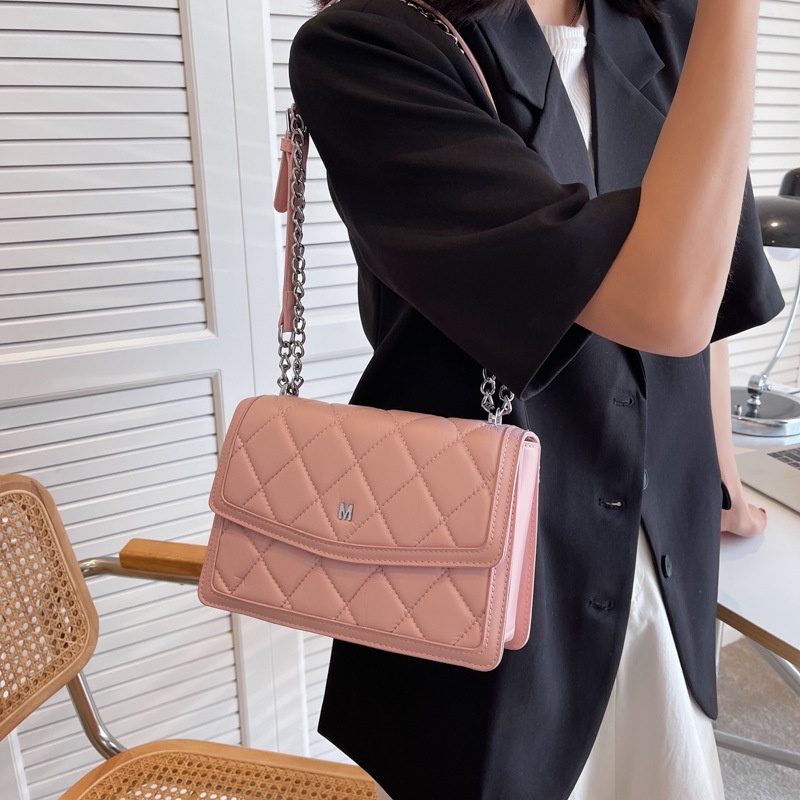 Túi Đeo JASMIN NOIR Chéo Dáng Vuông Nhỏ Họa Tiết Sọc Caro Phối Dây Xích Thời Trang Trẻ Trung Cho Nữ