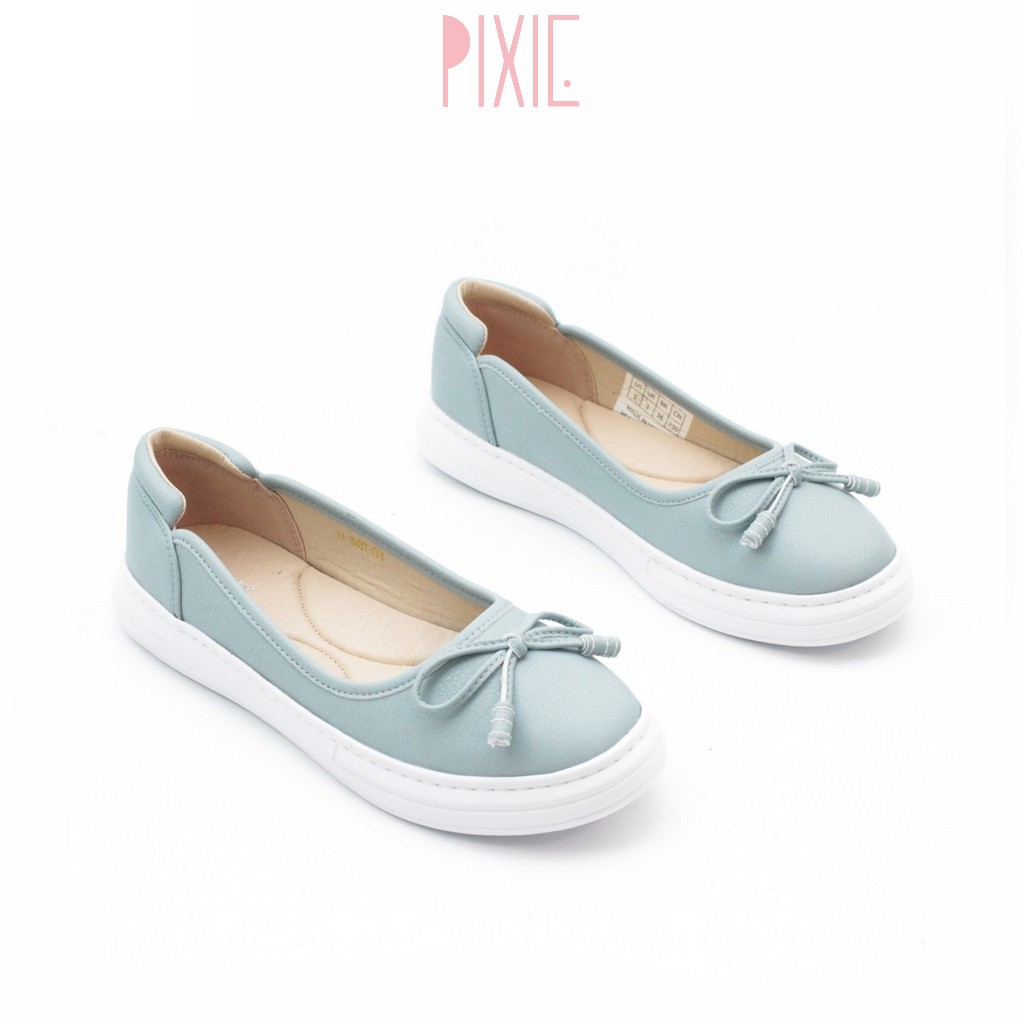 Giày Búp Bê Đế Slipon Trắng Siêu Nhẹ Nơ Nhỏ Pixie X385