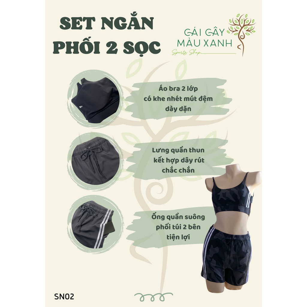 SET TẬP THỂ THAO NGẮN PHỐI 2 SỌC