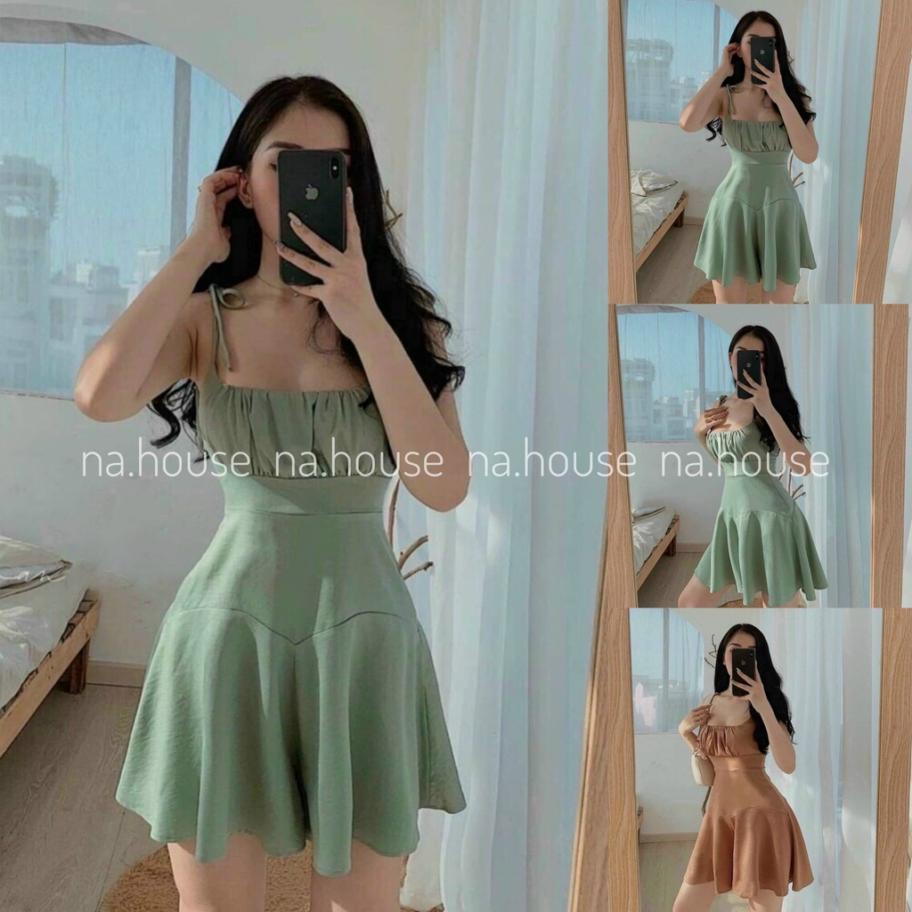 ĐẦM XÒE HAI DÂY CỘT VAI XINH XẮN NAHOUSE VÁY ĐUÔI CÁ ĐI CHƠI ĐI TIỆC THIẾT KẾ TRẺ TRUNG DỊU DÀNG