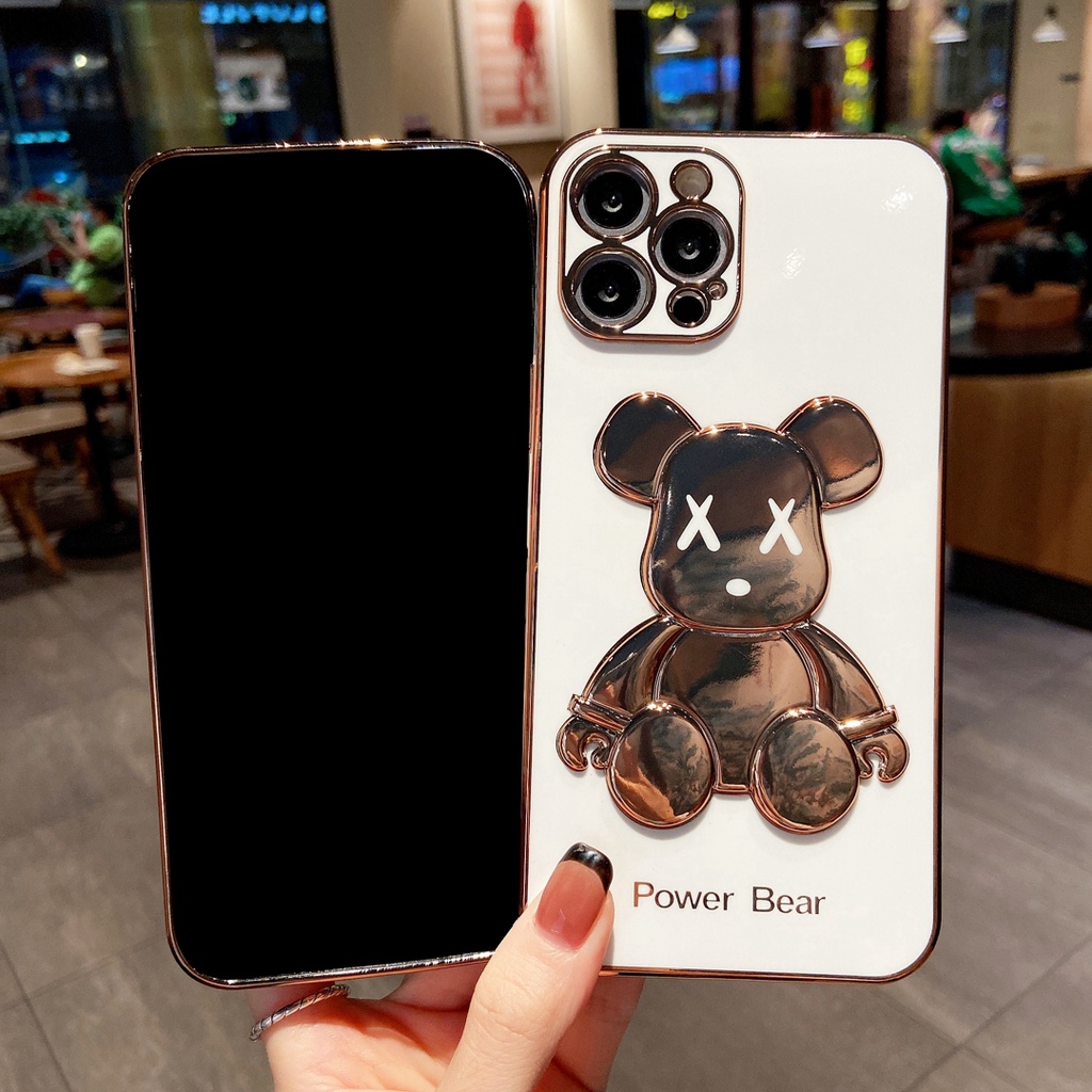 Ốp điện thoại TPU mềm mạ điện hình gấu cho IPHONEX XS XR XS MAX 7PLUS 8PLUS 11 11 PRO 11 PRO MAX 12 13 PROAMX 12 PRO MAX