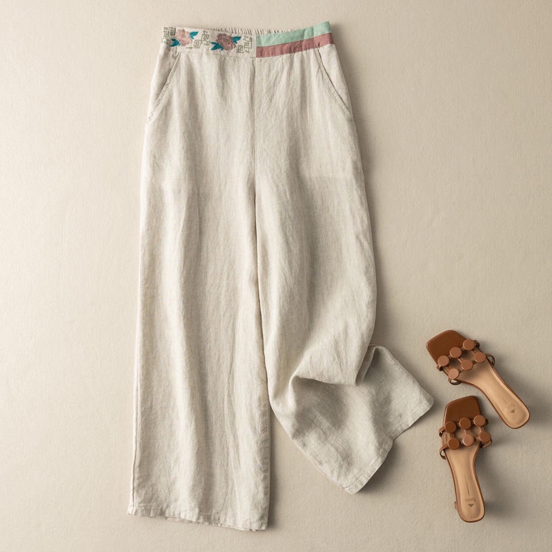 Quần Dài Cotton Lanh Lưng Cao Ống Rộng Mẫu Mới 2022 Thời Trang Cho Nữ