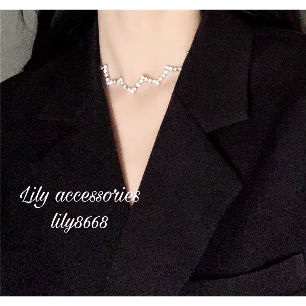 Wave Choker Necklace Chain Shiny vòng cổ choker lượn sóng đính kim lấp lánh