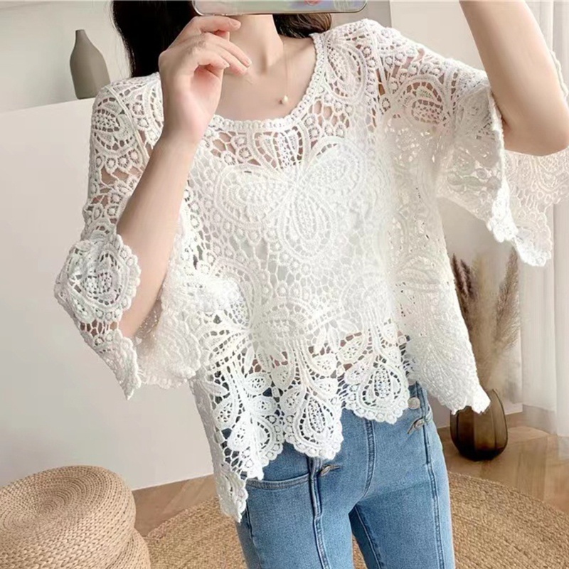 Áo Dệt Kim Họa Tiết Hoa Dáng Rộng Thời Trang Mùa Hè Cho Nữ