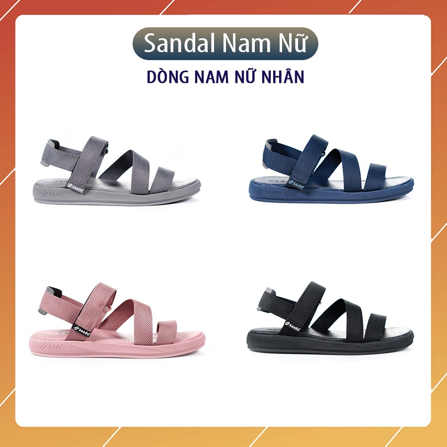 Sandal đi học nam nữ Saado chính hãng, dòng Nam Nữ Nhân - NN01, NN02, NN04, NN07 - Dép quai hậu, giày xăng đan