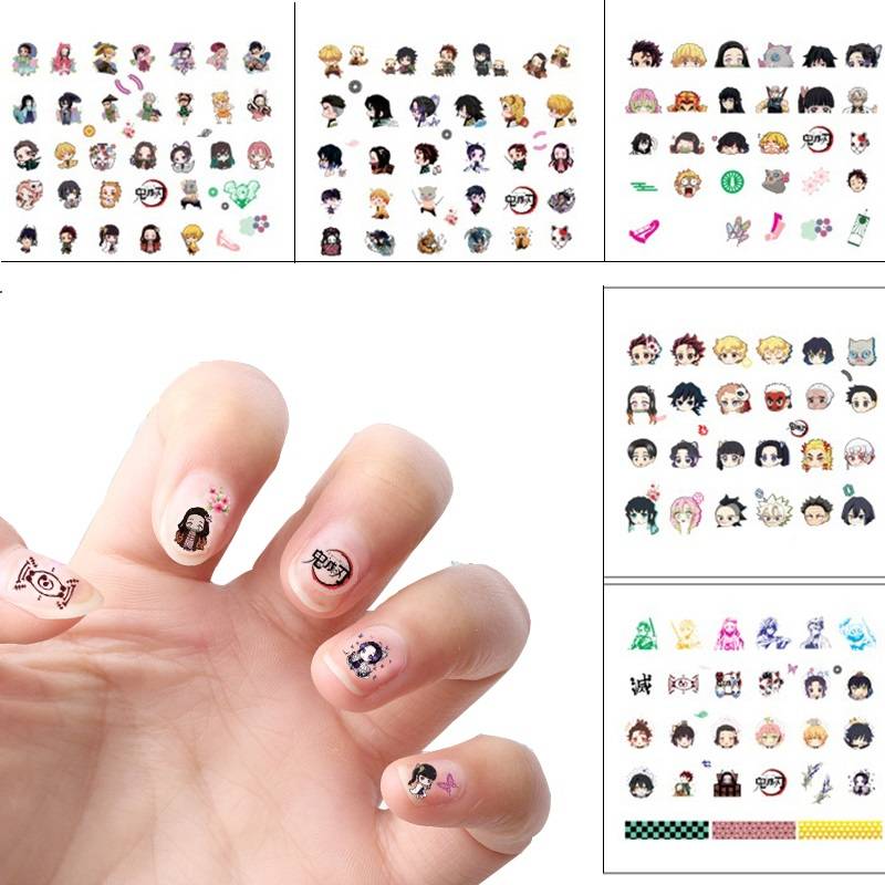 Sticker dán móng tay nail hình Anime mẫu mới Demon Slayer Kimetsu no Yaiba Nail Stickers Cute Cartoon Transfer Sliders For Nails Kamado Tanjirou Nezuko Water Decals Tatto For Manicure kids gift