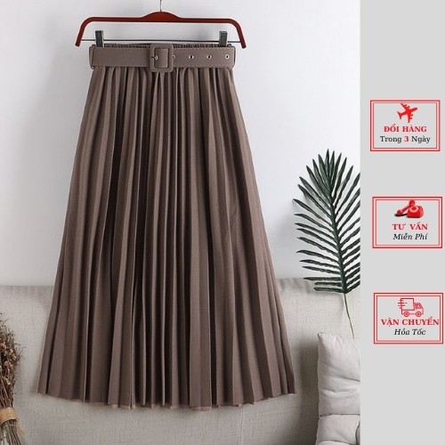 Chân váy nữ công sở xếp ly dáng dài ulzzang Hàn Quốc phong cách bánh bèo