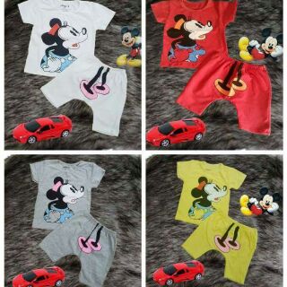 Combo bộ cá heo+ micky+ mũ bb xám h&m
