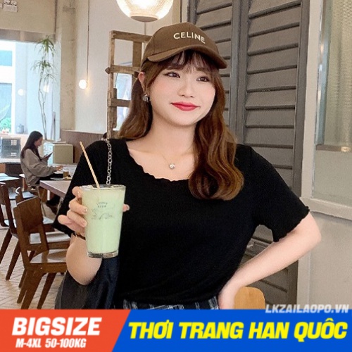 Áo thun Bigsize Áo kiểu nữ form rộng tay ngắn cổ tròn mùa hè Phong cách Hàn Quốc Thời Trang sang chảnh cá tính xinh đẹp quảng châu cao cấp