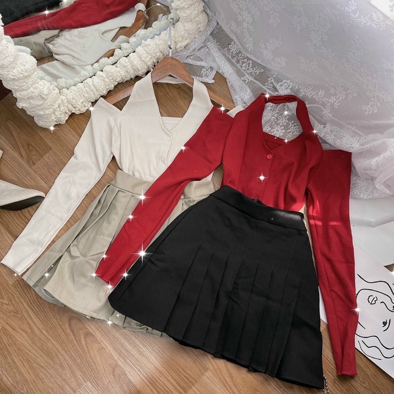 Set áo yếm + chân váy tennis