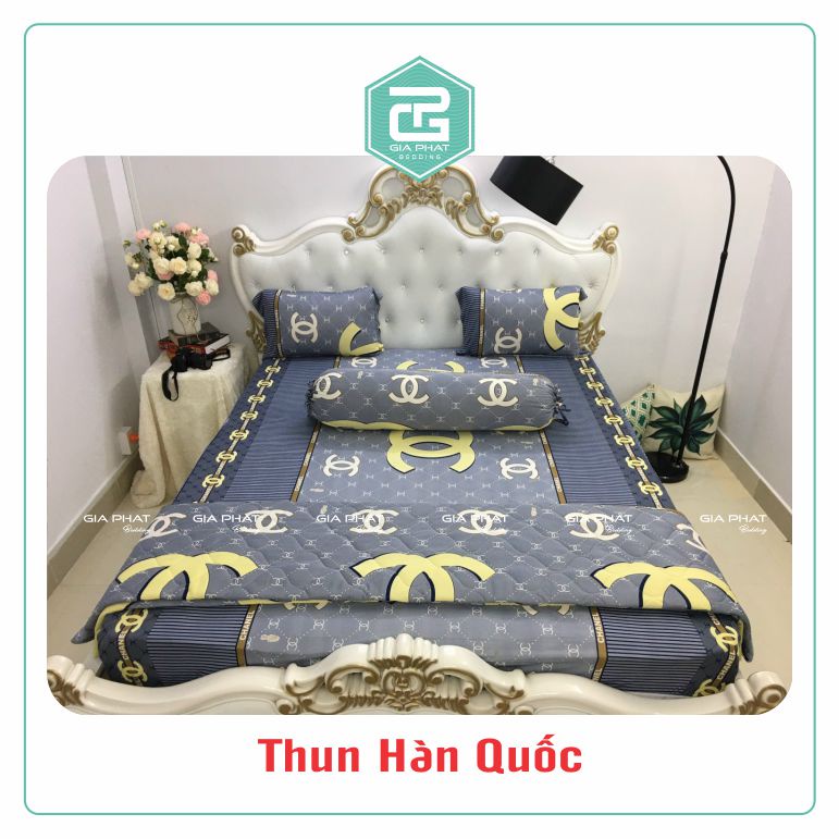 Bộ ga gối Thun Lạnh Hàn Quốc  họa tiết Sọc