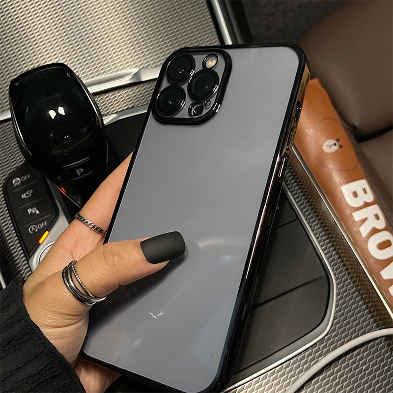 Ốp Điện Thoại Silicon Mềm Trong Suốt Viền Vuông Mạ Viền Sang  tương thích với iPhone 13 11 12 Pro Max X XR Xs Max 7 8 Plus