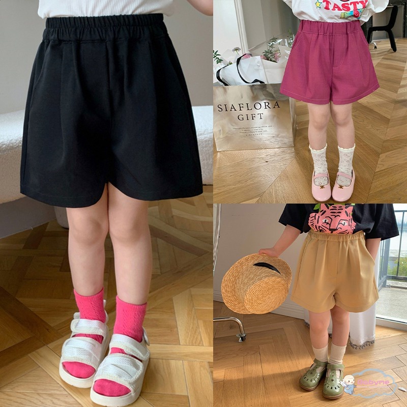 Quần ngắn ống rộng Lưng Thun Phong Cách Thể Thao Dành Cho Bé Gái