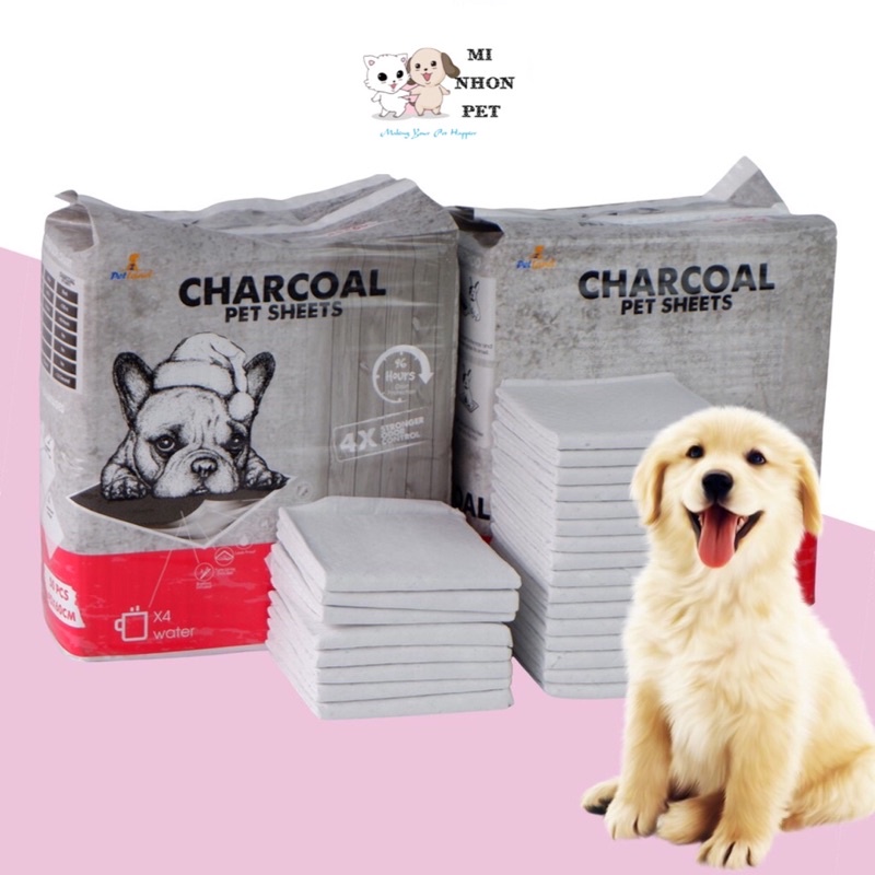 Thảm lót chuồng cho chó mèo thú cưng, lót lồng khay vệ sinh, sàn xe Charcoal than carbon hoạt tính cỡ S 33x45, M 45x60