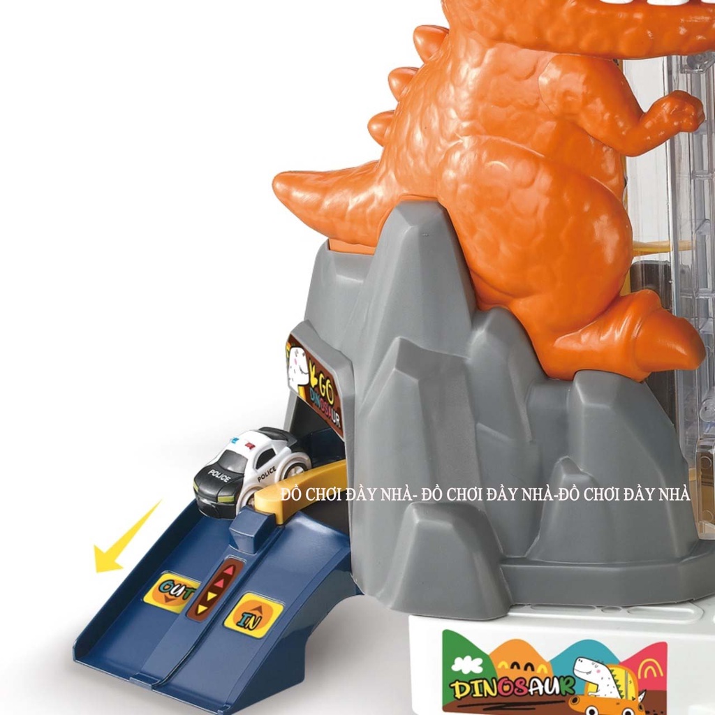 Đồ chơi gara ô tô tự động khủng long ( 6 xe ô tô)
