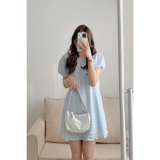 Đầm Babydoll Đũi Xốp Tay Bồng 2 Lớp Tay Bồng Dáng Xuông