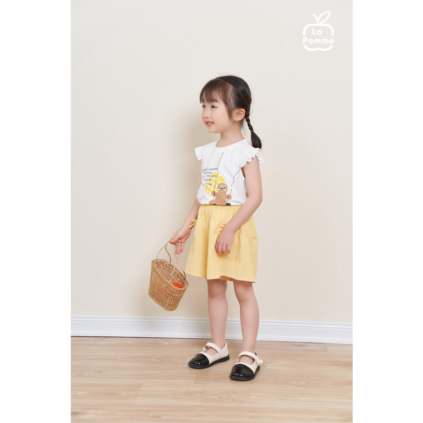 [CHÍNH HÃNG] Bộ cộc tay quần đùi caro họa tiết vui nhộn bé gái 12011 La Pomme