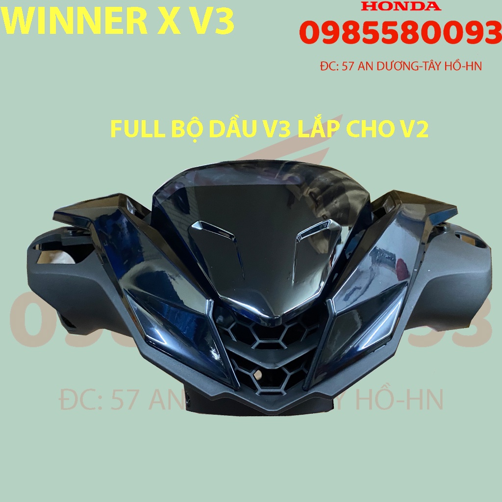Bộ đầu Winner X 2022, NHựa đầu winner v3 hàng Honda chính hãng, MÀU ĐEN BÓNG