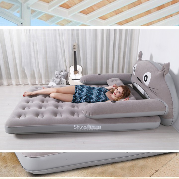 Giường hơi mèo Totoro 2x1m2,tặng bơm điện+gối+vá