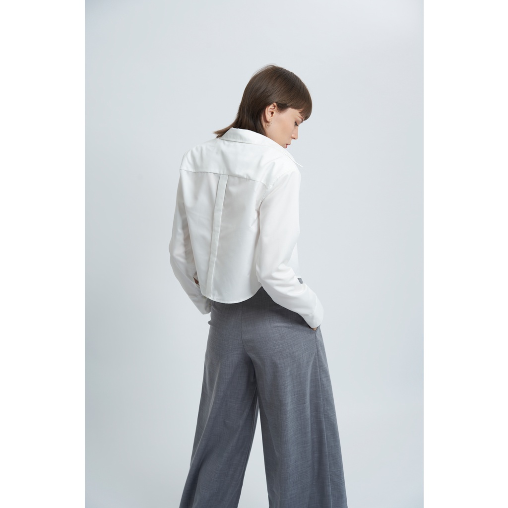 Áo sơ mi croptop độn vai KHÂU BY CQ Bernadina