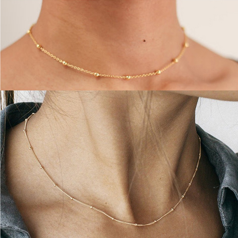 Vòng Cổ Choker Ngắn Đính Hạt Đồng Đơn Giản Cho Nữ