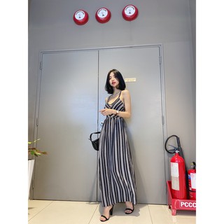 Đầm Maxi Sọc Đan Dây Ngực