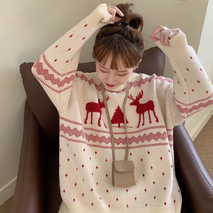 Áo Sweater Dáng Rộng Thiết Kế Mới Thời Trang Mùa Đông Theo Phong Cách Hàn Quốc Dành Cho Nữ