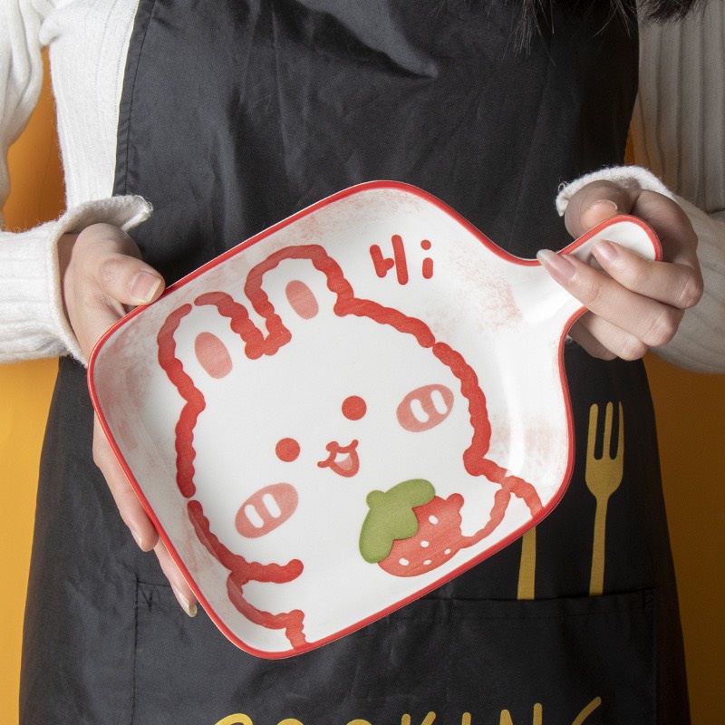 Đĩa vuông tay cầm hình thú ngộ nghĩnh