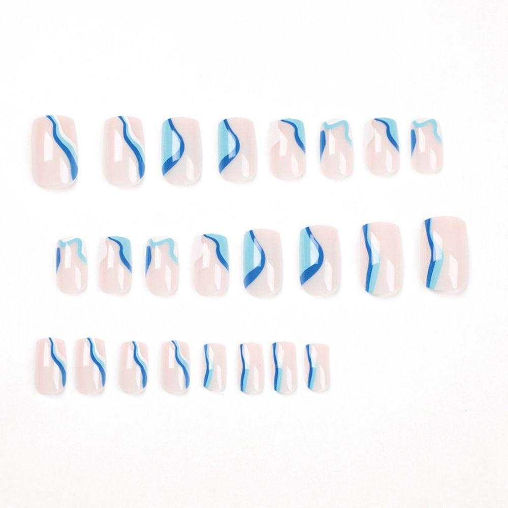 Bộ 24 Móng Tay Giả Ngắn / Tròn / Vuông Che Phủ Toàn Diện Có Thể Tháo Rời