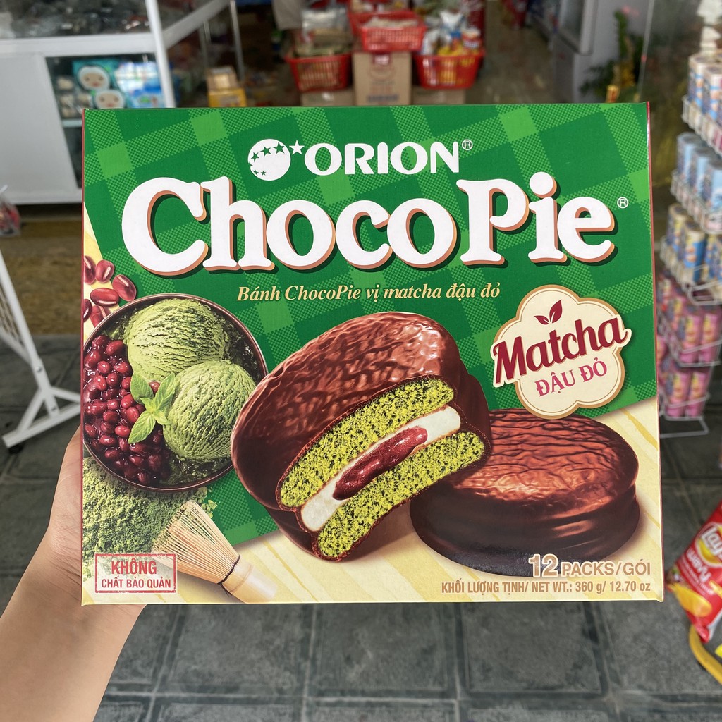 Bánh Chocopie matcha Đậu Đỏ ORION 360g (hộp 12 chiếc)