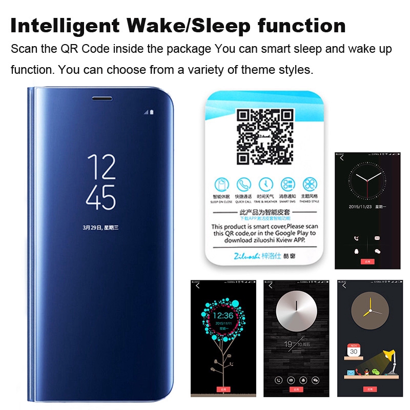 Ốp điện thoại mặt gương nắp lật trong suốt cho Samsung Galaxy Note 20 Ultra Note 10 Plus 8 9