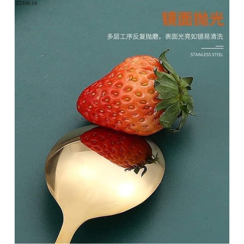 BỘ 6 THÌA MẠ VÀNG CÁN XANH PHONG CÁCH CHÂU ÂU SIÊU ĐẸP SANG CHẢNH - NỘI ĐỊA TRUNG