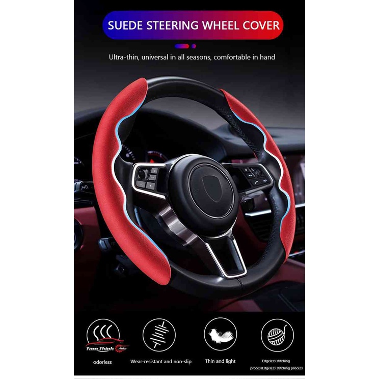 Bọc vô lăng | Ốp vô lăng da lộn/vân carbon đa năng - Phù hợp với tất cả các loại xe ô tô, xe hơi