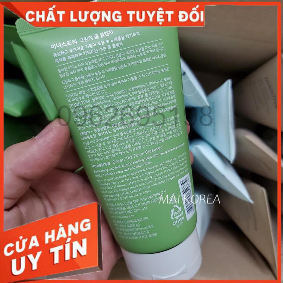 [Mẫu mới] Sữa rửa mặt Innisfree trà xanh GREEN TEA FOAM CLEANSER